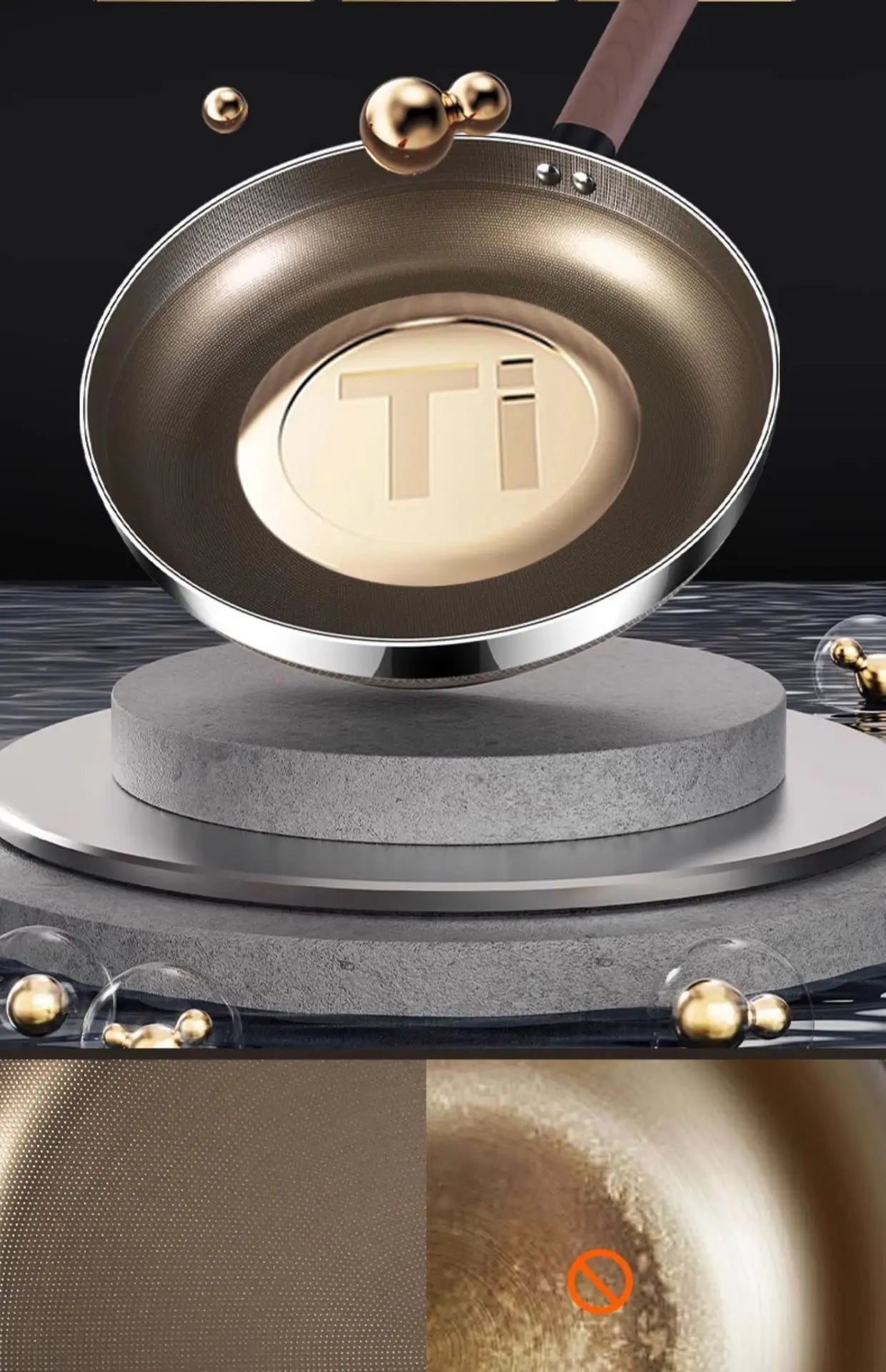 Titanium Pan 316 Stainless Steel Uncoated Non-stick Pan Household Cooking Pot Induction Cooker Special Steak Frying Pan