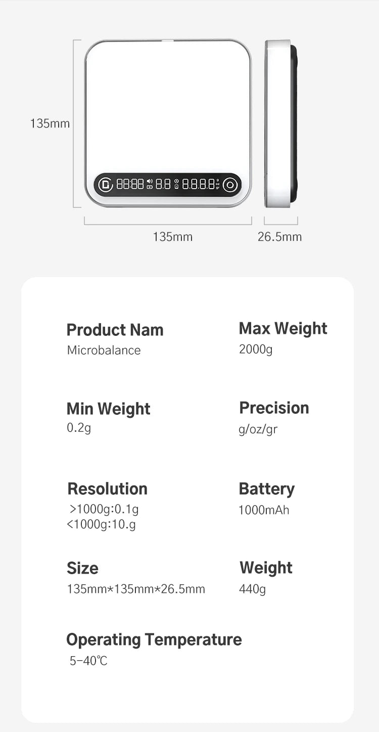 DiFluid Coffee Electronic Scale Espresso Scale Coffee Bean Weighing Timer High Quality Kitchen Scale Accurate To 0.1g