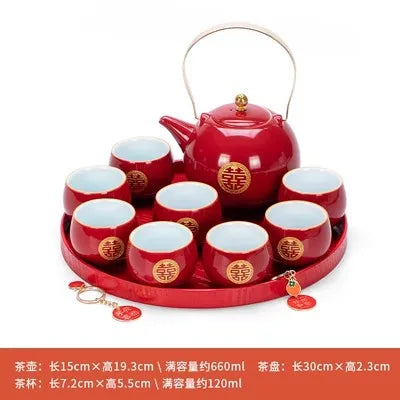 Ceramic Tea Set for Weddings, Home Teapot, Engagement and Dowry Gift, New lyweds