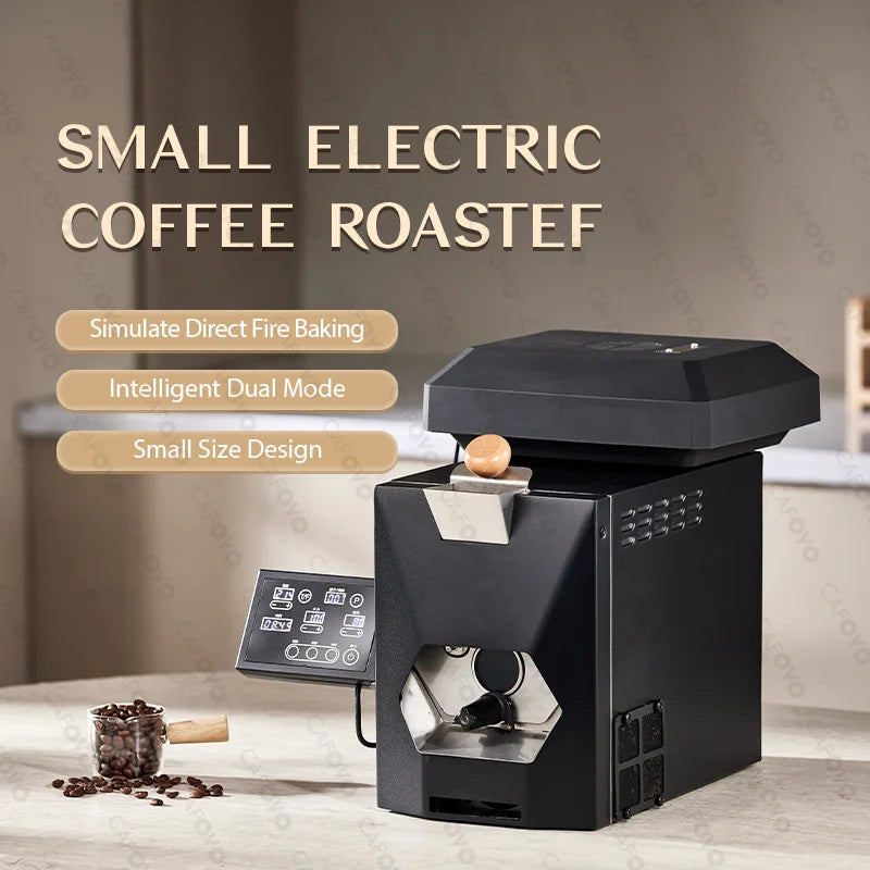 CAFOVO RE-3 200g Electric Coffee Bean Roaster Machine Simulates Direct Fire Stirring Baking Intelligent Dual Mode for Home Use