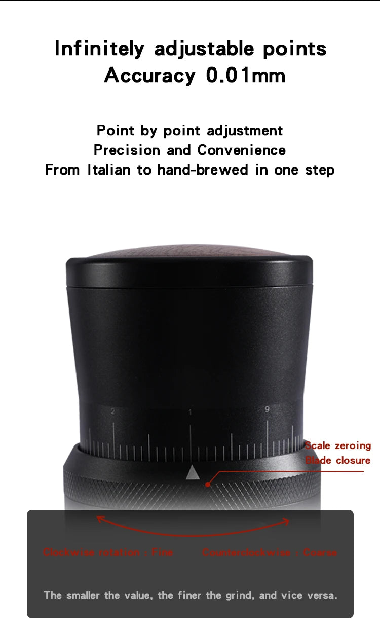 TOMAHAWK Electric Coffee Grinder 7-core 48mm Burr Household Silver Coffee Bean Grinder Coffee Miller Grinder for Espresso Filte