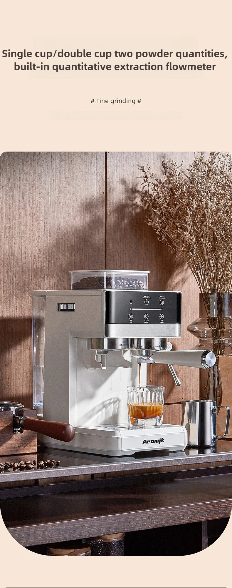 Hot and Cold Dual Extraction and Grinding Italian Coffee Machine Portable Automatic Home Smart Coffee Machine Coffee Grinder