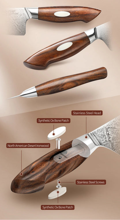 XINZUO 7.8'' Japanese Chef's Knife High-carbon Dual-core Damascus Steel Cooking Knife for Meat Vegetable Fish Fillet Salmon