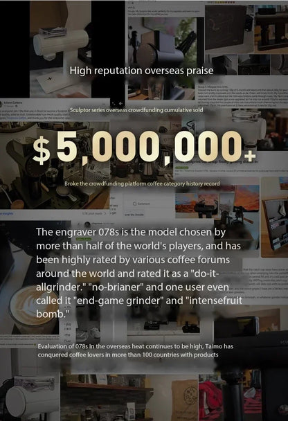 Timemore Sculptor 078/078S Electric Coffee Grinder – 220V, Professional, Stepless Espresso Grinder