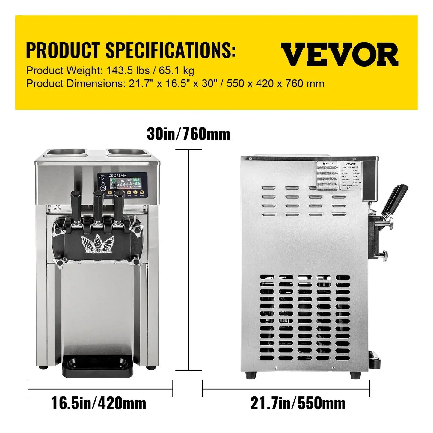 VEVOR NEW Commercial Soft Serve Ice Cream Machine For Sale fried roll home instant ice cream machine 220V Stainless Steel