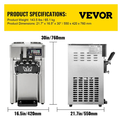 VEVOR NEW Commercial Soft Serve Ice Cream Machine For Sale fried roll home instant ice cream machine 220V Stainless Steel
