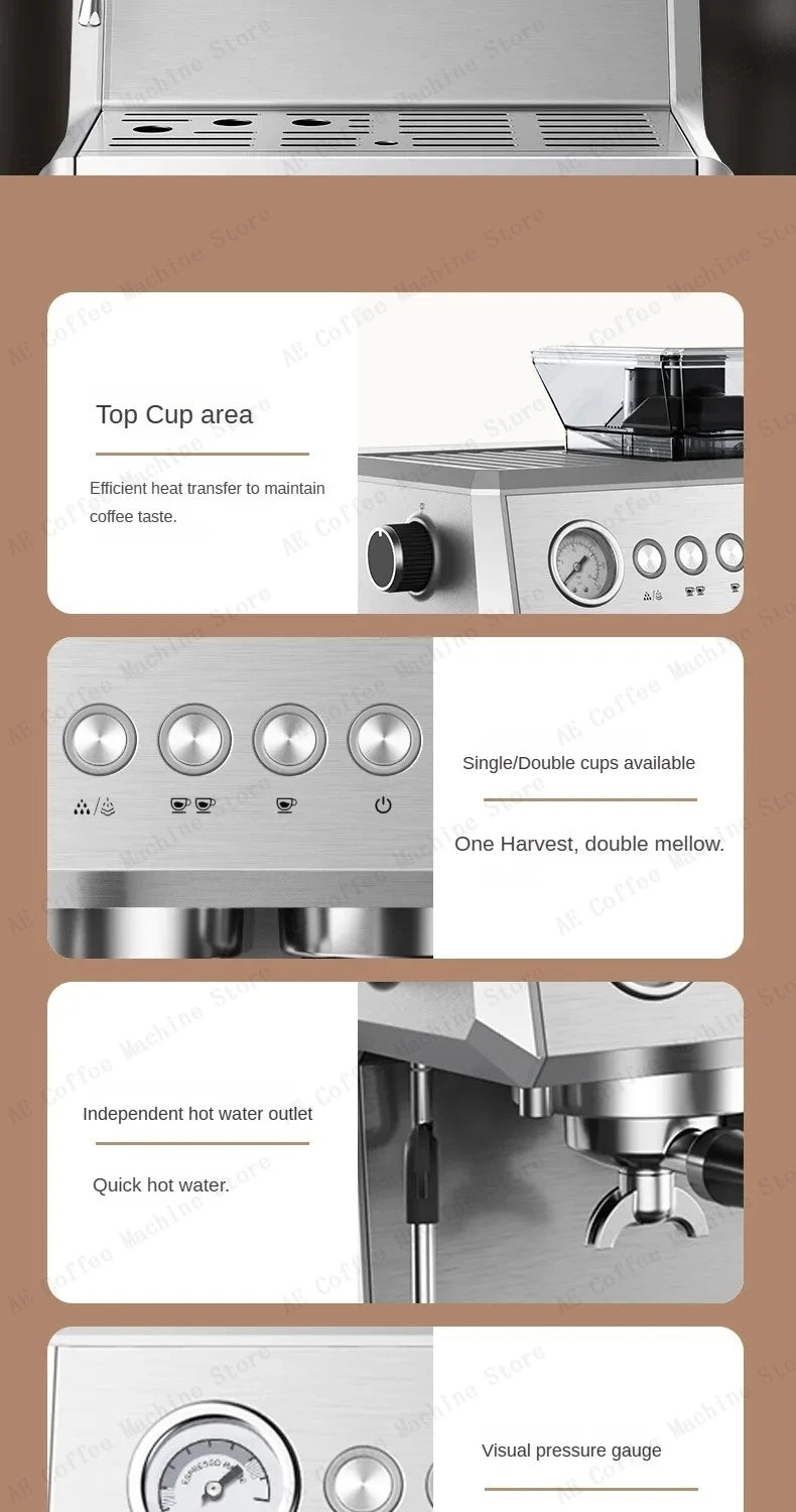 Integrated Grinder Coffee Machine Fully Automatic Espresso Coffee Machine Steam Milk Frothing Machine Italian-style Coffee Maker