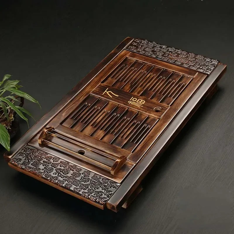 Chinese Solid Wooden Tea Accessories Drinkware Tea Tray Tea Kung Fu Tea Set Table Drawer Type Gongfu Storage Drainage Tray