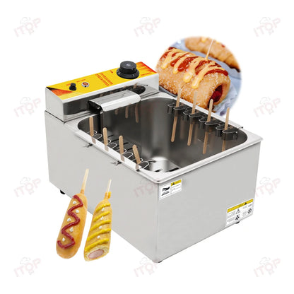 ITOP 12L Commercial Automatic Cheese Hot Dog Sticks Fryer Electric Korean Mozzarella Corn Dog Fryer Machine