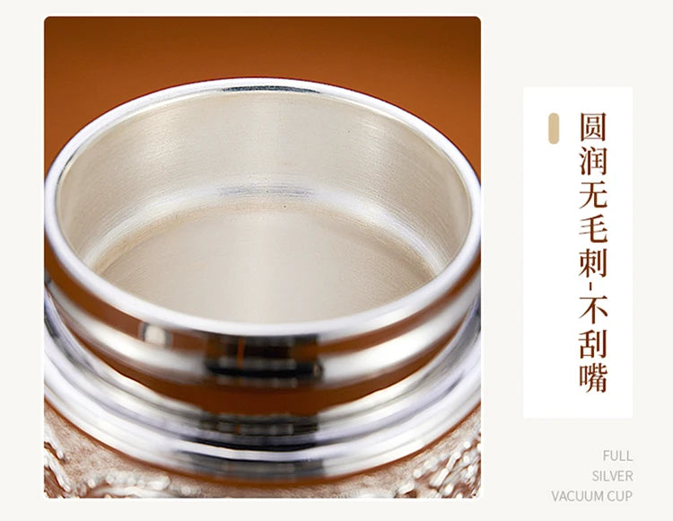 Teapot Thermos Inner Wall Sterling Silver S999 350-600ml Thermos Mug Stainless Steel Tumbler Thermos Travel Coffee Mug