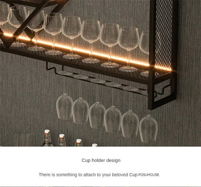 Metal Wall Bar Shelves with Wine Rack – Liquor Bottle Storage Holder for Kitchen, Dining Room & Home Bar Décor