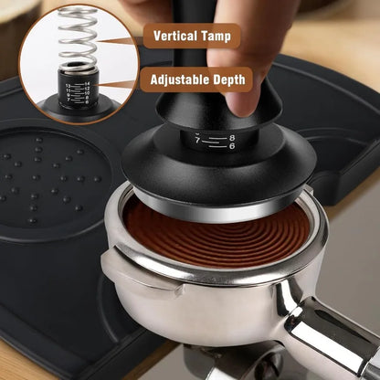 Espresso Coffee Press with Scale Constant Adjustment,Powdering Needle ,Powder Receiving Ring Coffee Press Mat Coffee Accessories