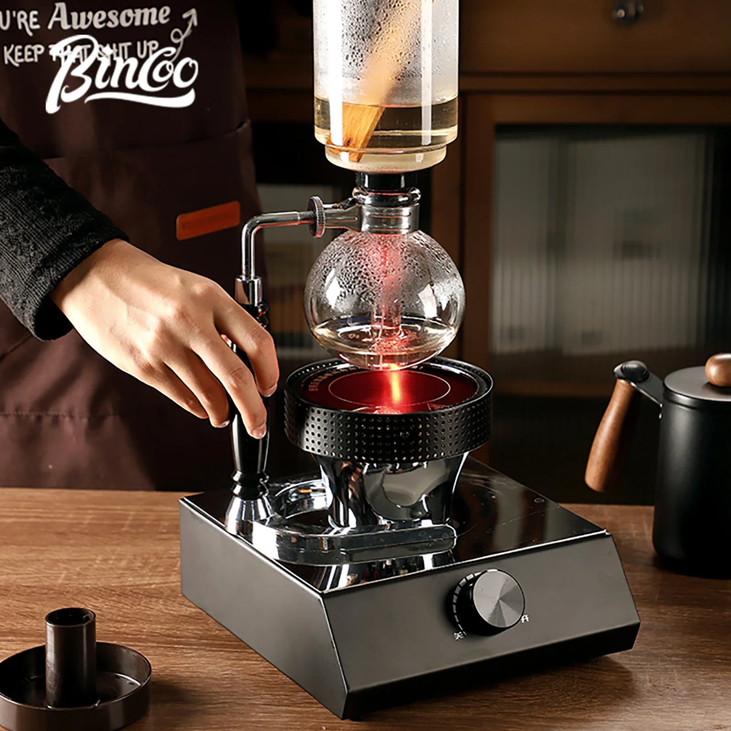 BINCOO 220V 400W Siphon Pot Convection Oven Coffee Heater Electric Stove Halogen Light Wave Infrared Heating 750° Heat Resistant