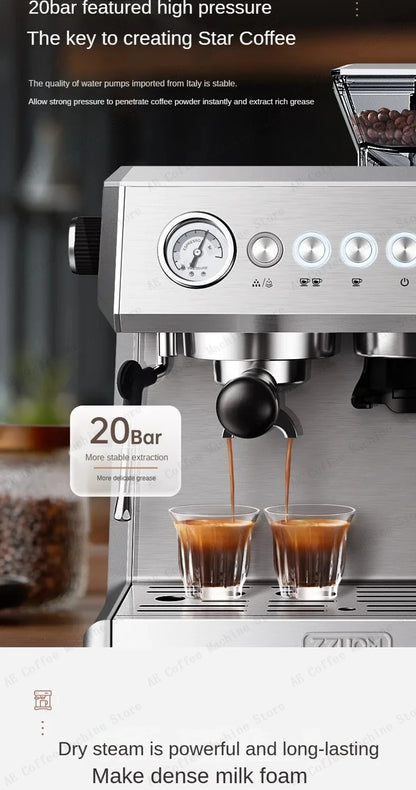 Integrated Grinder Coffee Machine Fully Automatic Espresso Coffee Machine Steam Milk Frothing Machine Italian-style Coffee Maker