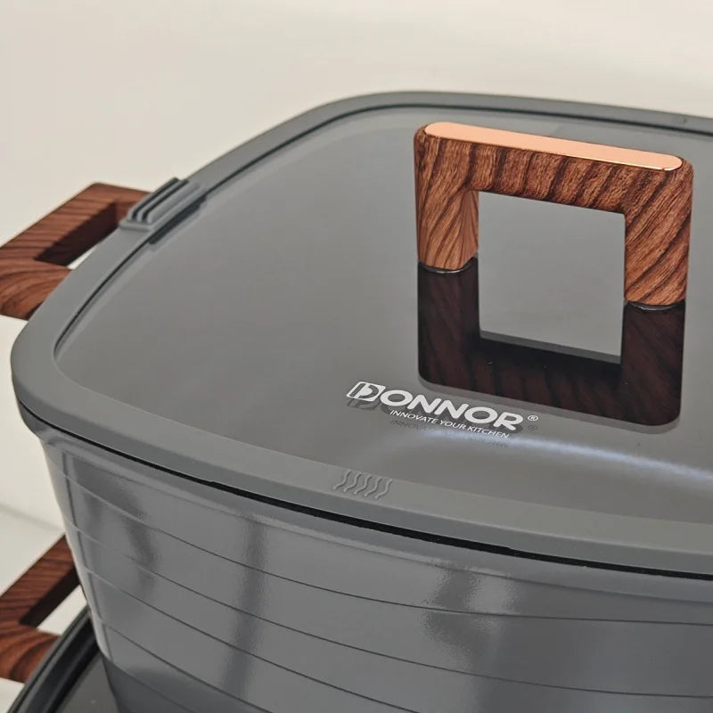 DONNOR 15-Piece Non-Stick Cookware Set – Square Soup Pot, Frying Pan, Milk Pot & Stew Pots with Bakelite Handles