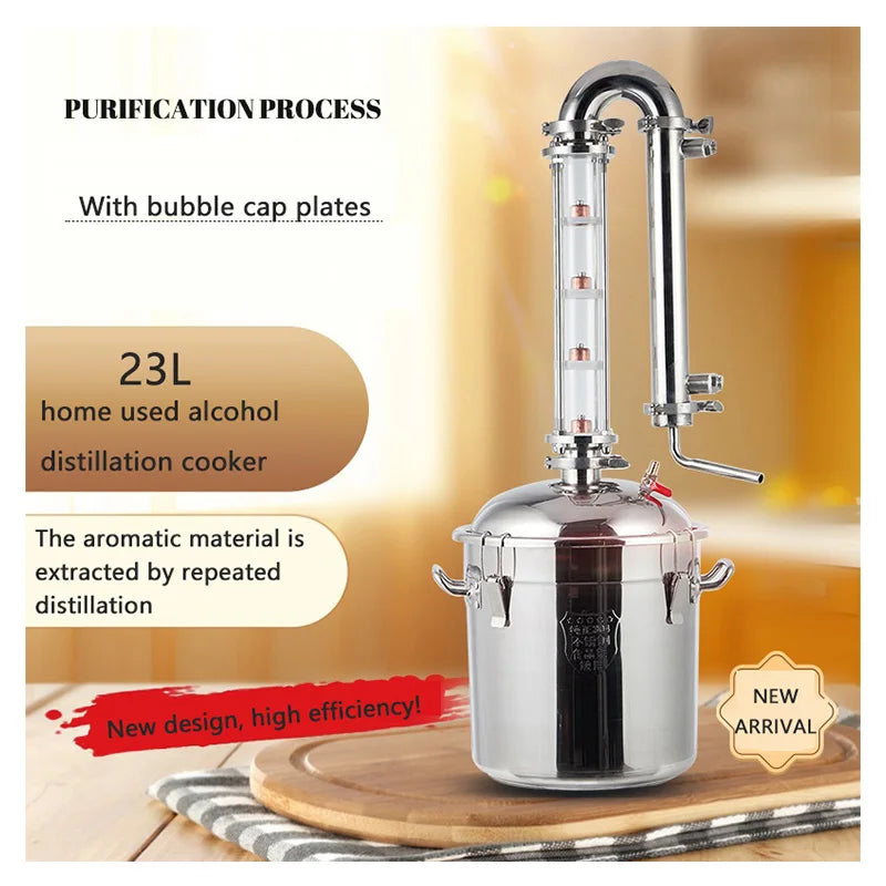 23L Home Distiller Alcohol Moonshine Electric Tubular Distilling Column Machine Wine Fermentation Used Distillation Equipment