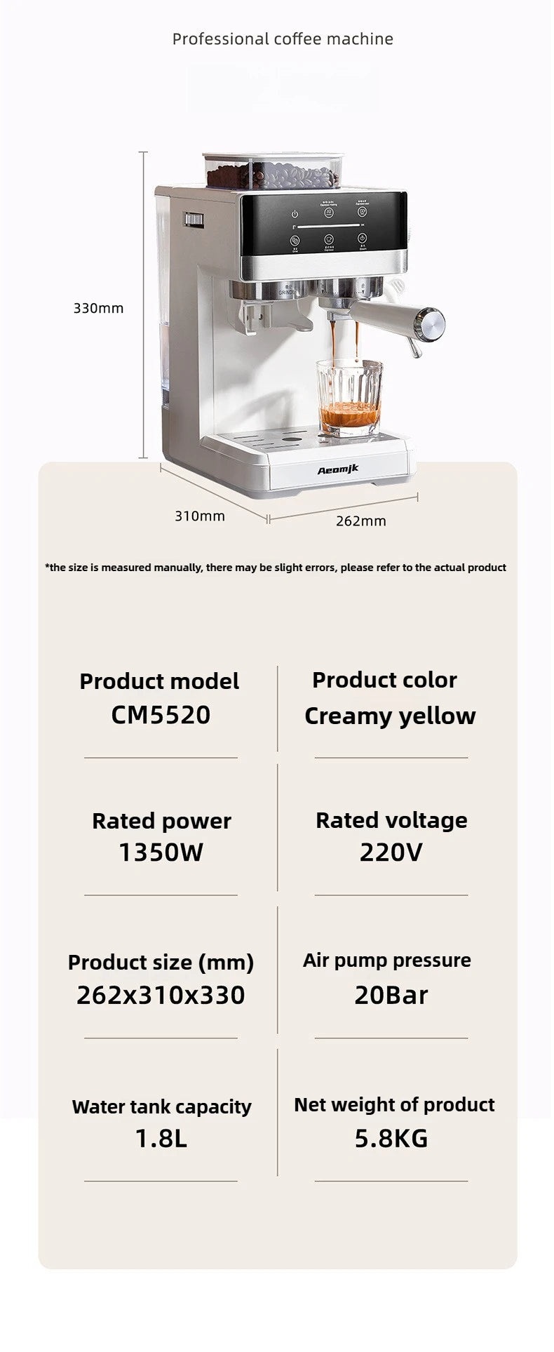 Hot and Cold Dual Extraction and Grinding Italian Coffee Machine Portable Automatic Home Smart Coffee Machine Coffee Grinder