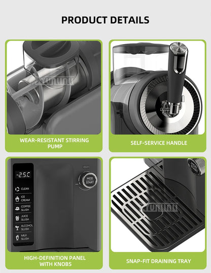 Small Soft Drink Ice Cream Machine 1.8L Slush Machine Countertop Beverage Smoothie Machine Portable Automatic Cold Drink