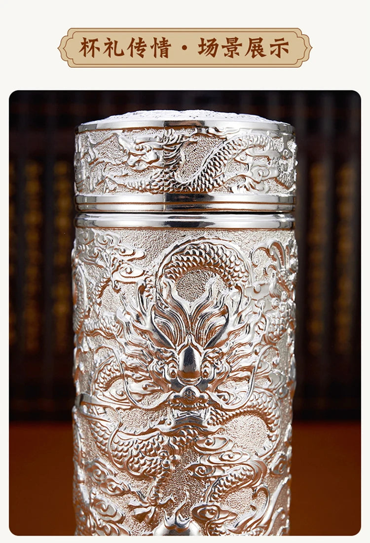 Teapot Thermos Inner Wall Sterling Silver S999 350-600ml Thermos Mug Stainless Steel Tumbler Thermos Travel Coffee Mug