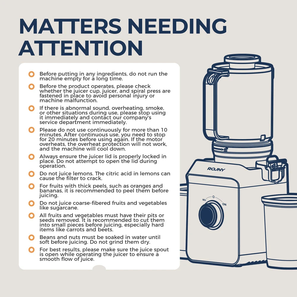 ROUNY Cold Press Extractor with Filter-Free, Easy Clean Electric Fruit Slow Juicer Machine with Large Feed Caliber,  Black