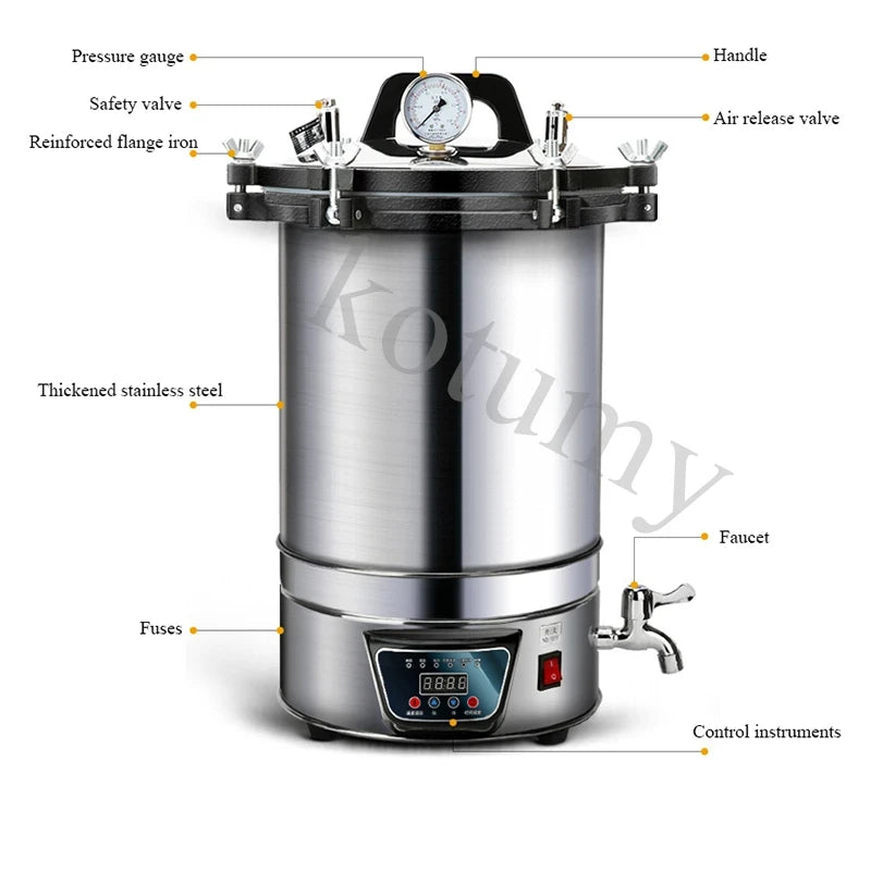 24L Automatic Sterilization Autoclave Pot High Pressure Sterilization Pot LCD Steam Sterilizer Surgical Medical Tools