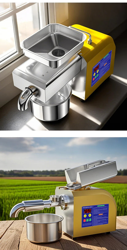 BEAUTIUSN,110V/220V New Automatic  Oil Press Machine Commercial Home cold Oil Extractor Expeller Presser ,flaxseed Sunflower Oil