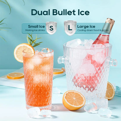 Portable Self-Cleaning Ice Maker Machine – 6-Min Ice, 2 Sizes, 9 Cubes/Batch, 12kg/24H Low-Noise Ice Maker with Scoop & Basket