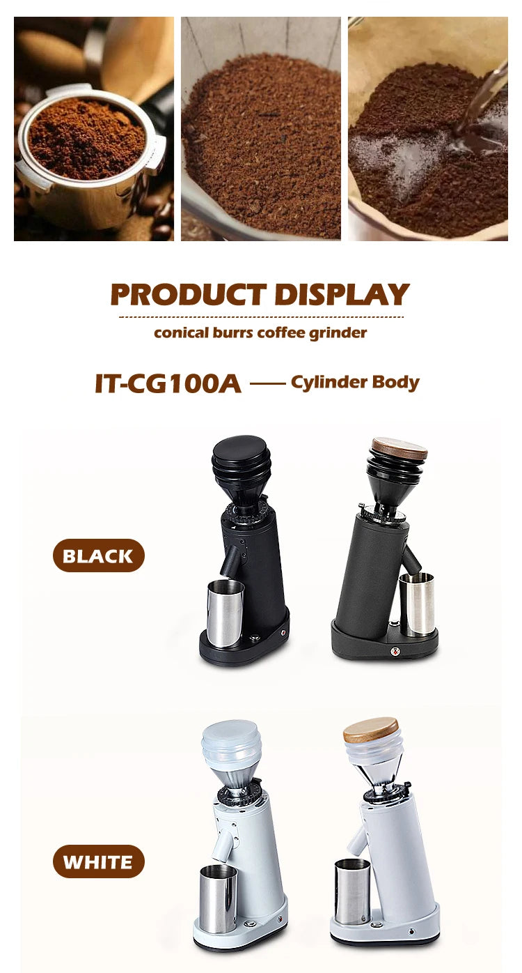 ITOP Electric Coffee Grinder 40MM Titanium Burr Metal Bean Hopper 75g Elegant Samll Coffee Grinder Machine New Arrival 2022