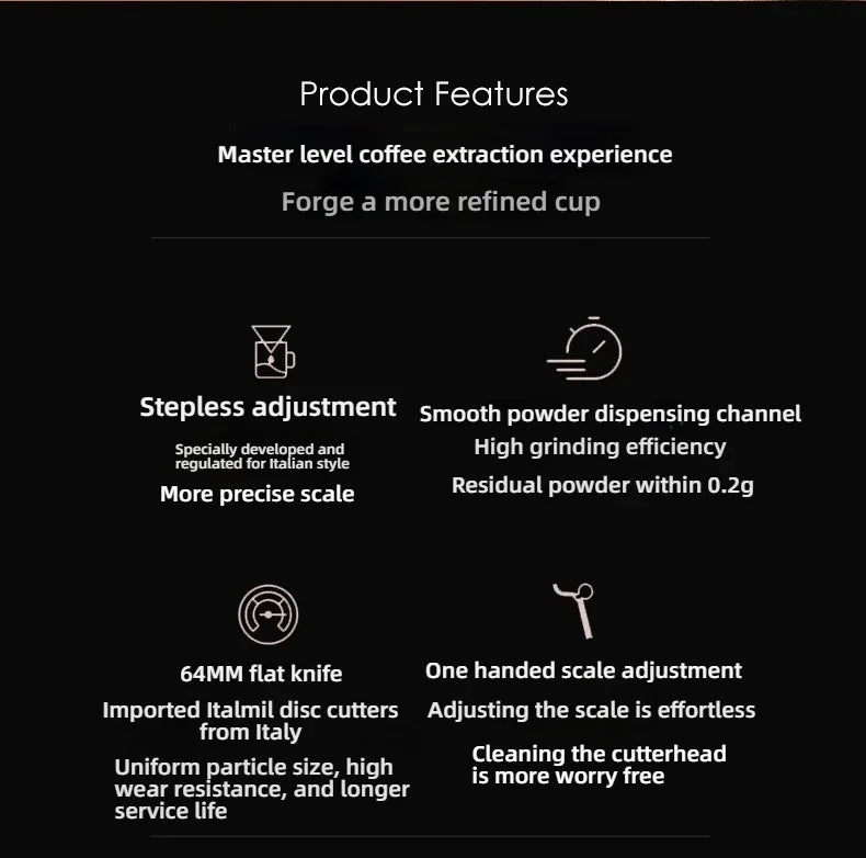 LX T64 Variable Speed Coffee Bean Grinder Machine 64mm Flat Burr Espresso Coffee Grinder Single Dose Grinder Miller