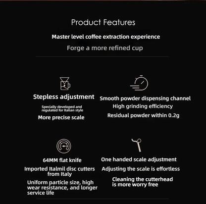 LX T64 Variable Speed Coffee Bean Grinder Machine 64mm Flat Burr Espresso Coffee Grinder Single Dose Grinder Miller