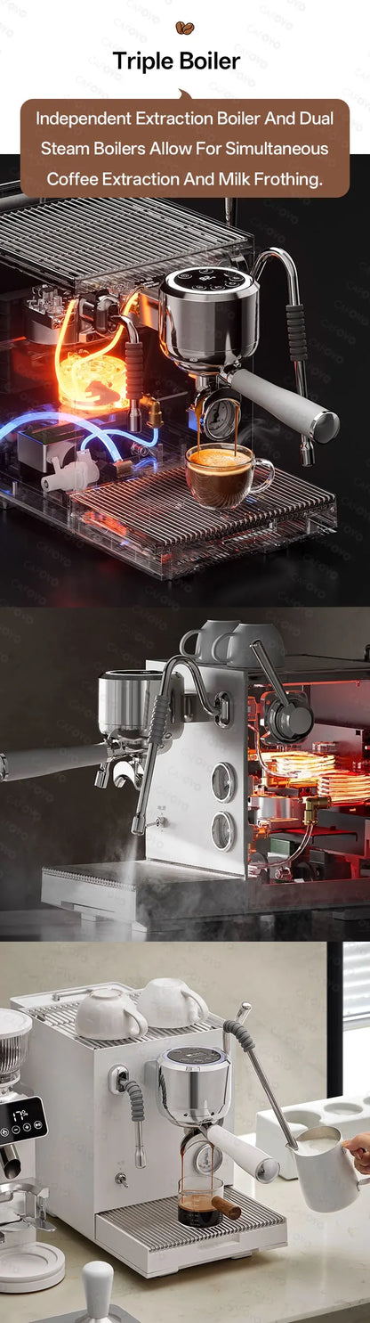 CAFOVO E120 9Bar Commercial Dual Boiler Espresso Machine ULKA Pump OPV System with OLED Display for Cafe Coffee Maker 220V