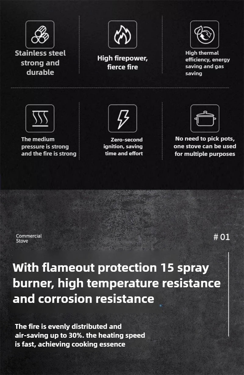 Home Fierce Fire Stove Gas Cooktop Commercial Single Burner Medium and High Pressure Liquefied Gas Stove Energy-saving Gas Hob