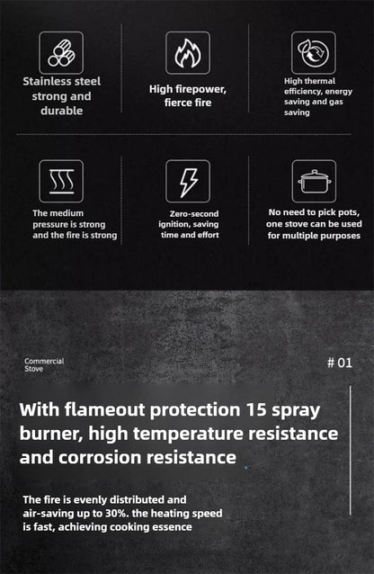 Home Fierce Fire Stove Gas Cooktop Commercial Single Burner Medium and High Pressure Liquefied Gas Stove Energy-saving Gas Hob