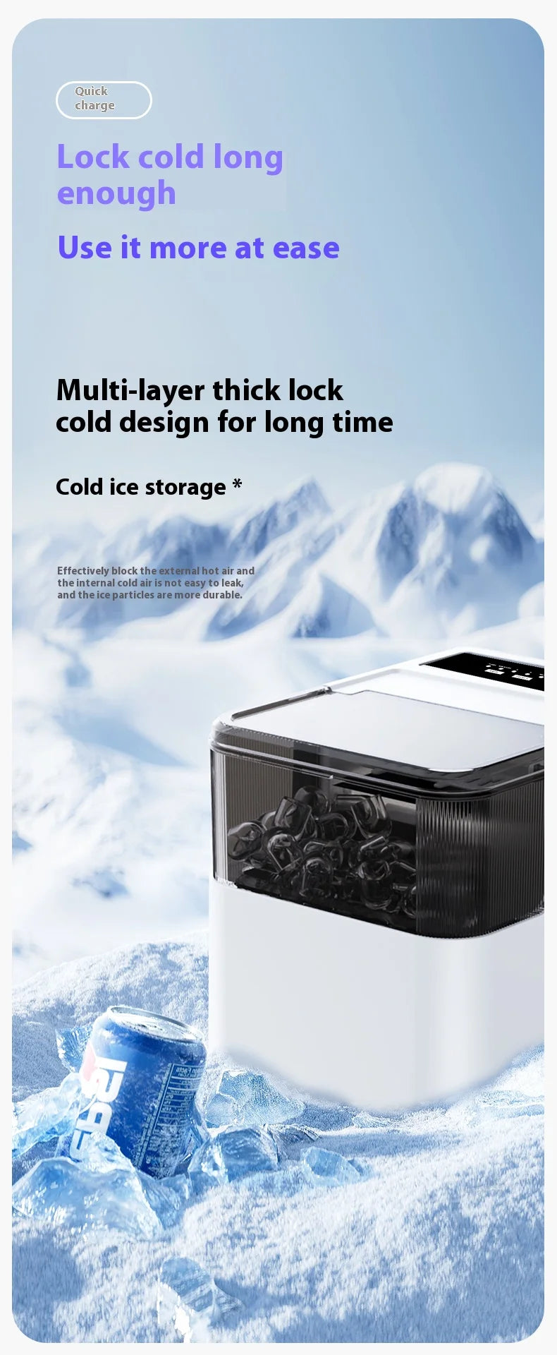 MOCATT Desktop Fully Automatic Bullet Shaped Ice Making Machine, Capable Of Making 9 Pieces Of Ice At Once, Continuously Making