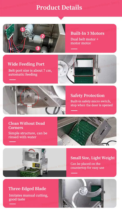Commercial Vegetable Cutter Stainless Steel Multifunctional Fruit Slicer With Pure Copper Motor 200kg/h Restaurant Equipment