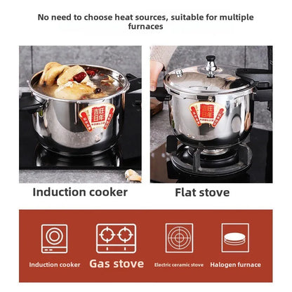Stainless Steel Pressure Cooker – 16–30cm Stove-Top Stew Pot for Induction & Gas Cookers