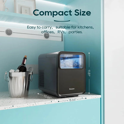 Portable Self-Cleaning Ice Maker Machine – 6-Min Ice, 2 Sizes, 9 Cubes/Batch, 12kg/24H Low-Noise Ice Maker with Scoop & Basket
