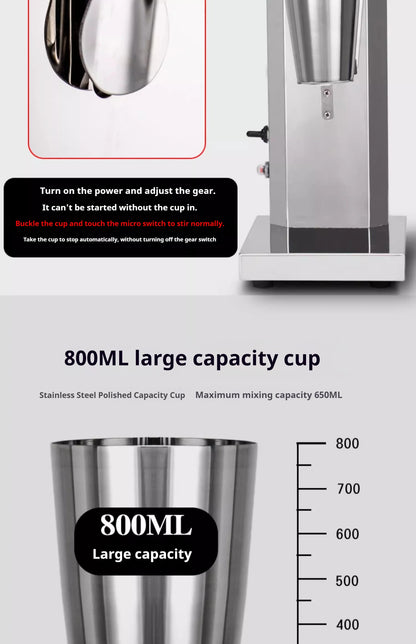 OneHappy Stainless Steel Milkshake Machine – Commercial Pearl Milk Tea & Milk Frothing Blender for Restaurants & Cafés