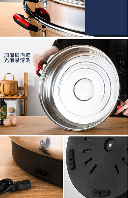 Commercial breakfast shop Multifunctional Stainless Steel Electric Steamer, new style Large Capacity, steamed buns