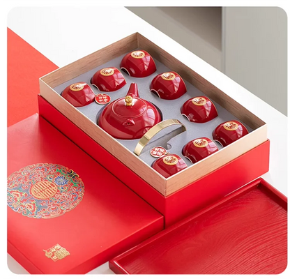 Ceramic Tea Set for Weddings, Home Teapot, Engagement and Dowry Gift, New lyweds