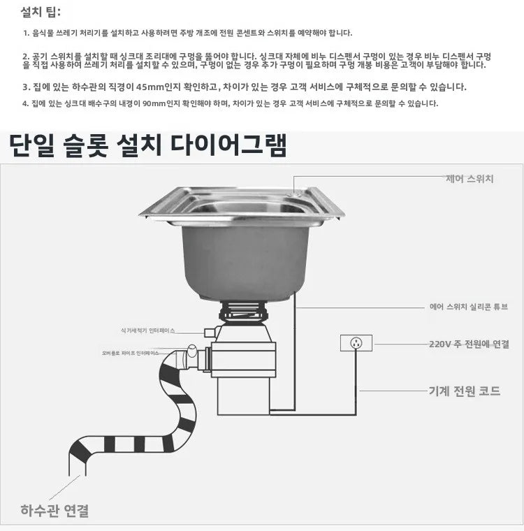 220V Food Waste Disposer Kitchen Sink Garbage Grinder Household Waste Processor Factory Direct CW