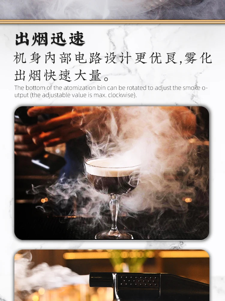Cocktail Smoke Gun, Vapour Blaster Cocktail Bubble Smoke Gun with 5-Flavour Aroma Liquid and Edible Bubble for Food and Drink
