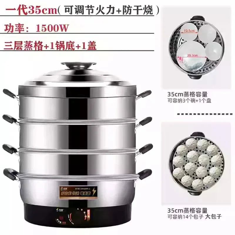 Commercial breakfast shop Multifunctional Stainless Steel Electric Steamer, new style Large Capacity, steamed buns