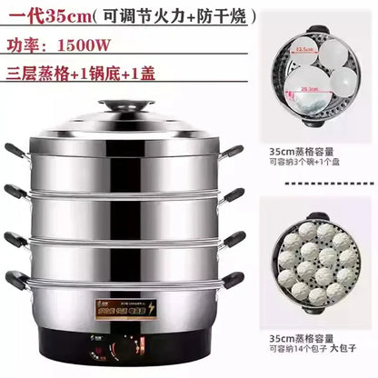 Commercial breakfast shop Multifunctional Stainless Steel Electric Steamer, new style Large Capacity, steamed buns