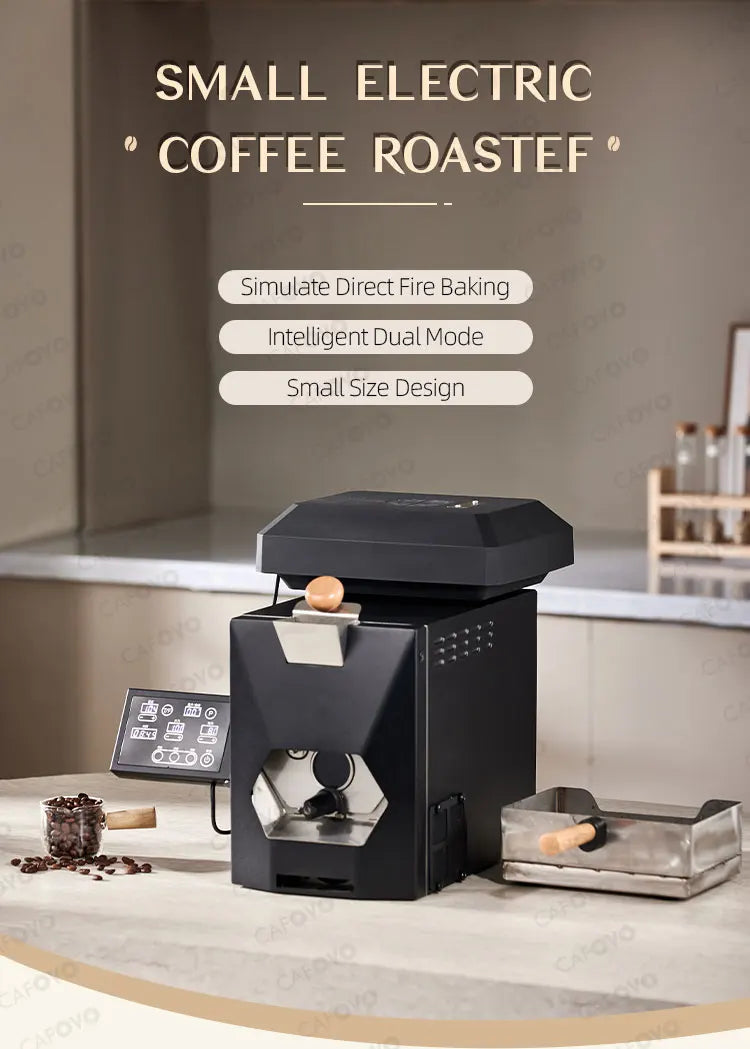 CAFOVO RE-3 200g Electric Coffee Bean Roaster Machine Simulates Direct Fire Stirring Baking Intelligent Dual Mode for Home Use