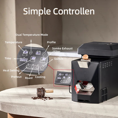 CAFOVO RE-3 200g Electric Coffee Bean Roaster Machine Simulates Direct Fire Stirring Baking Intelligent Dual Mode for Home Use