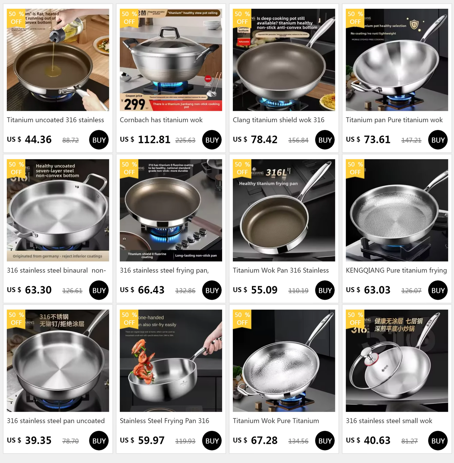 Titanium Wok Pure Titanium Uncoated Wok Household Flat Bottom Hammer Printing Physical Non-Stick Frying Pan