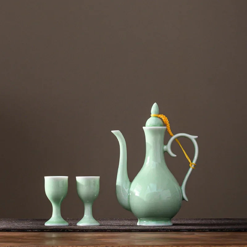 Chinese style wine divider ceramic retro wine jug 20ml goblet antique invitation wine jug set gift box set