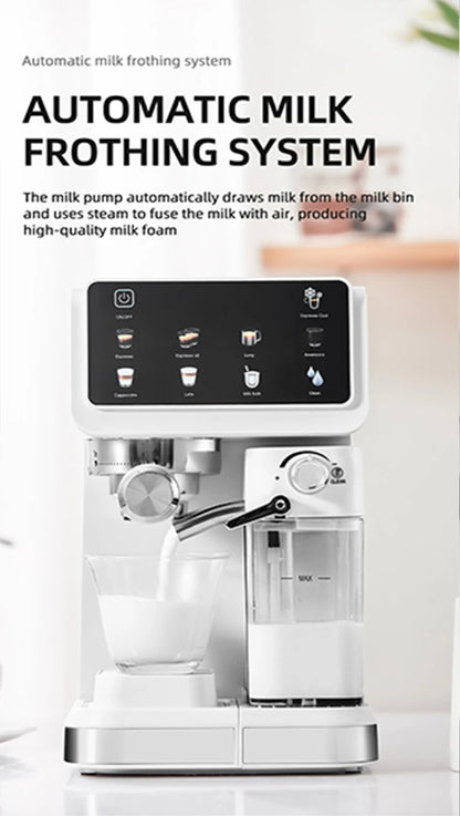 Italian Espresso Machine Household High-pressure Automatic Milk Foam Making Intelligent Color Screen Integrated Coffee Machine