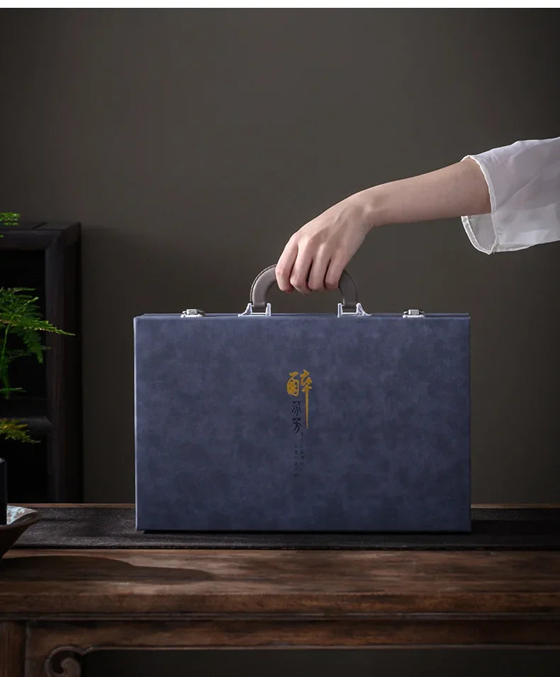 Chinese style wine divider ceramic retro wine jug 20ml goblet antique invitation wine jug set gift box set